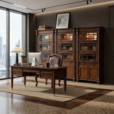 Schreibtisch Chef Tische Büro Klassisches Zimmer Schrank Sessel Holz