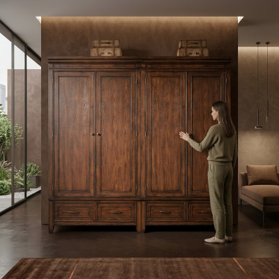 Klassische 2x Kleiderschrank Design Schlafzimmer Möbel Schrank Schränke Holz Neu