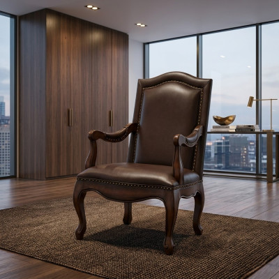 Büro Sessel Luxus Stuhl Chef Neu Leder Designer Sessel Holz Bürostuhl