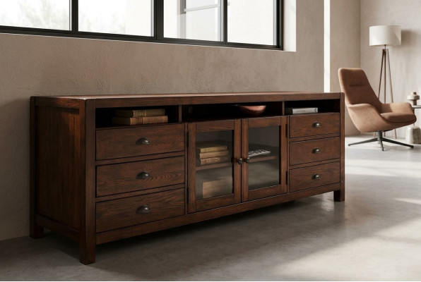 RTV Sideboard Schrank Kommoden Holz Low Board Regal 196cm Wohnzimmer