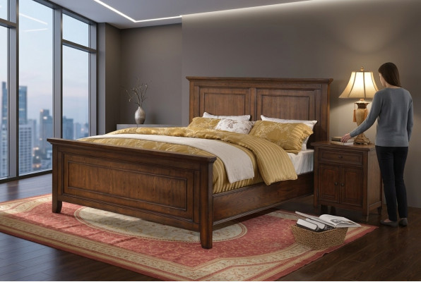 Schlafzimmer 3 Stk. Nachttische Set Design Luxus Bett Holz Doppelbett neu