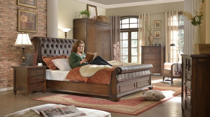 Schlafzimmer Bett Nachttische 3 tlg. Set Luxus Betten Holz Doppelbett Neu