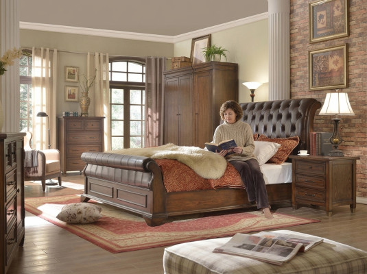 Chesterfield Bett Leder Polster Doppel Betten Designer Bett 180 x 200cm Barock