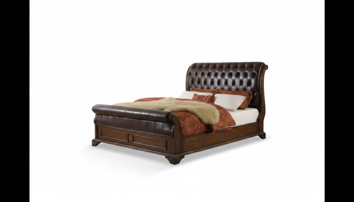 Chesterfield Bett Leder Polster Doppel Betten Designer Bett 180 x 200cm Barock