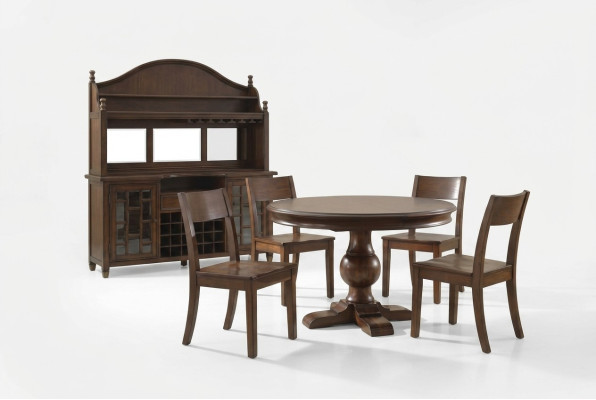 Design Rund Tisch 4x Stühle Ess Zimmer Sitz Runde Tische Garnitur Holz 5tlg. Set