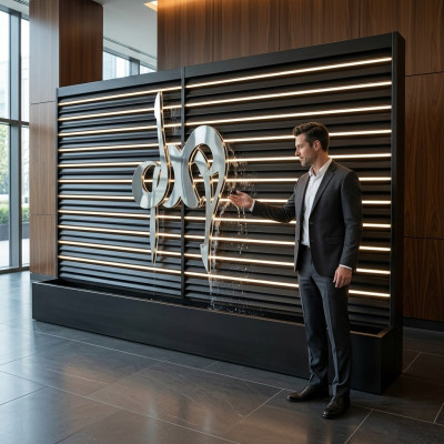 Wandpaneel Wasserwand LED Design Wände Trennwand Wasser Fall