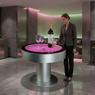 Design Tisch Couchtisch Wasser Säulen Säule Tische Sofa LED Beleuchtet