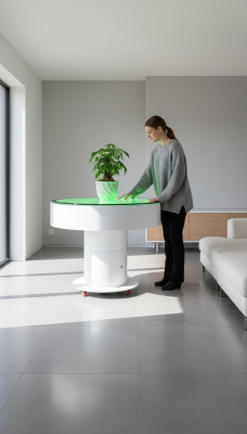 Runder Tisch Bar Rund Tische LED Wasser Spiel Beleuchtet Deko LED Möbel