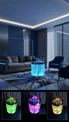 Tisch Led Bar Wasser Wand Bar Theke Regal Möbel Beleuchtete Couchtisch