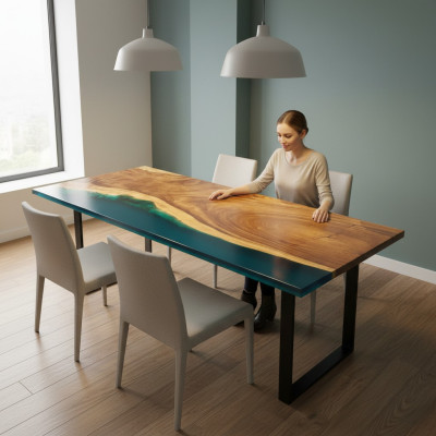 Esstisch River Table Echtes Holz Flusstisch 241x100 Massive Tische