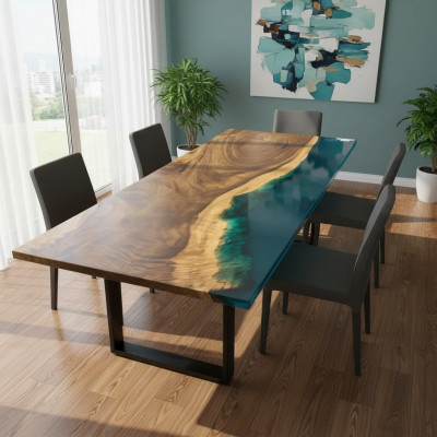 Esstisch River Table Echtes Holz Flusstisch 241x100 Massive Tische