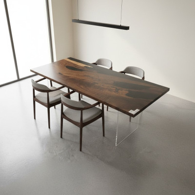 Esstisch Black River Table Echtes Holz Flusstisch 221x91cm Tische