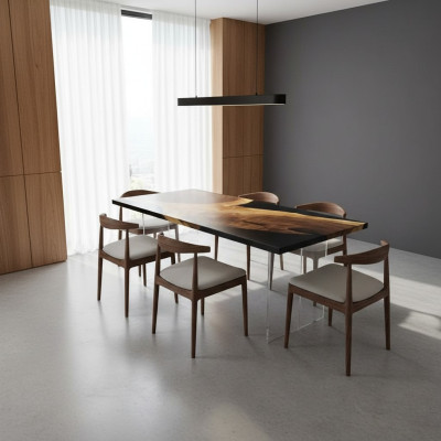 Esstisch Table Epoxidharz Massiv Tische 201x81 cm Flusstisch Echtes Holz