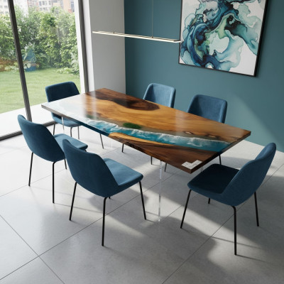 Ozean Tisch Epoxid Harz Design Tische Luxus Holz Esszimmer Möbel