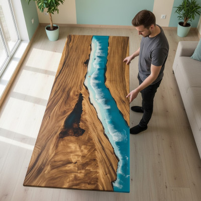 Moderne Tische Esstisch Design Tisch Harz Meer Fluss Möbel 240x90
