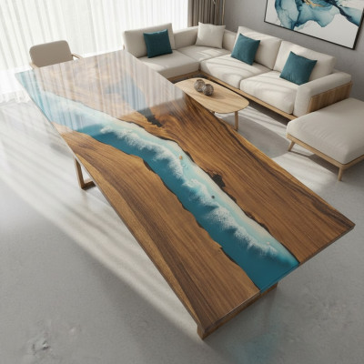Moderne Tische Esstisch Design Tisch Harz Meer Fluss Möbel 240x90