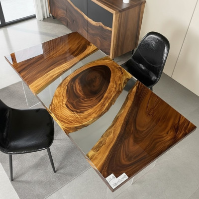 Holz Massive Möbel Esstisch Epoxid Harz Echtes Epoxy Tisch Giessharz