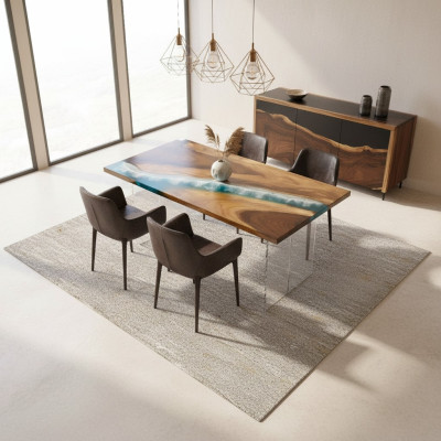 Tische Esstisch Design Tisch Moderne Meer Fluss Möbel 161x81 Epoxid