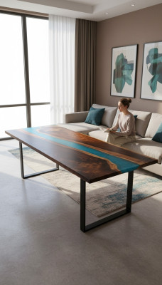 Moderne Tische Esstisch Design Tisch Harz Meer Fluss Möbel 220x90