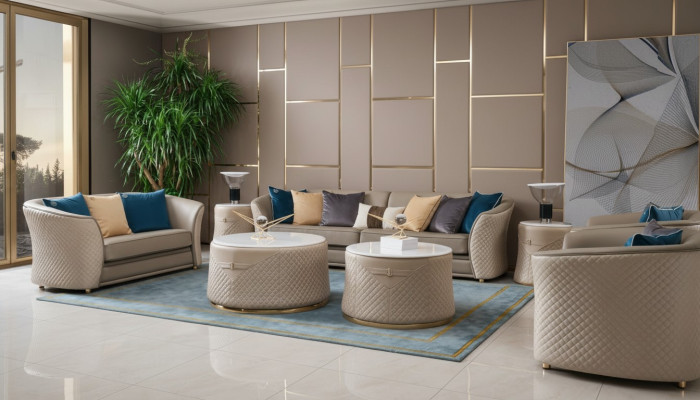 Luxus Möbel Sofagarnitur Couch Sofa Polster 421 Sitzer mit 2x Couchtisch 5tlg.