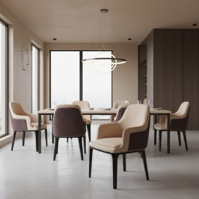 Stuhl Set Sitz Polster Garnitur Esszimmer Stühle Modern Lehn Leder Holz