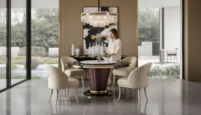 Design Esstisch Runder Tisch 6 Stühle Esszimmer Set Garnitur Stuhl Gruppe