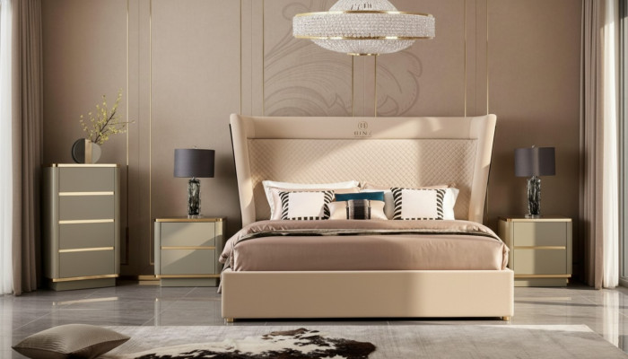 Schlafzimmer Hotel Betten Doppel Bett Design Holz Stoff Betten 180x200cm