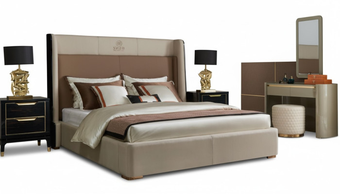 Design Schlafzimmer 6 tlg Komplett Set Bett Nachttisch Schminktisch