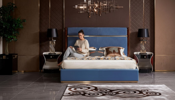 Design Bett 2x Nachttisch 3 tlg. Schlafzimmer Set Luxus komplett Garnitur