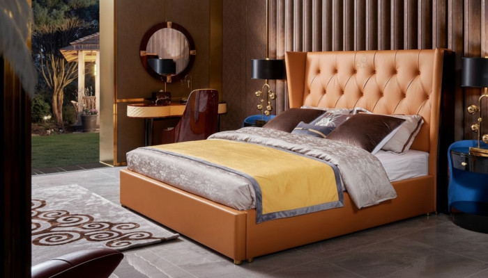 Bett Schlafzimmer Möbel 6tlg. Leder Komplett Set Design Luxus Betten