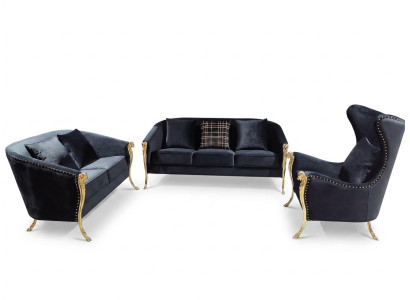 Klassische goldene samt luxus wohnlandschaft sofagarntur sitzer set schlangen