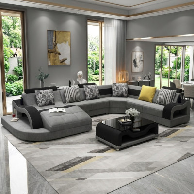 Ecksofa Sofa U Form Couch Polster Designer Textil Big Stoffsofa Wohnlandschaft