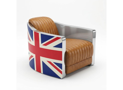 Echtleder Vintage Ledersessel Designsessel Rocket Union Jack Vintage Cigar