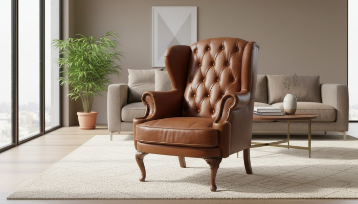 Chesterfield Leder Sessel Ohrensessel Vintage Clubsessel Chefsessel Ohrensessel