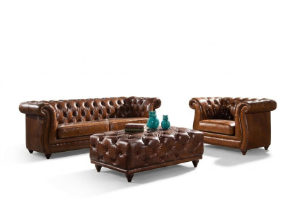 Vintage Chesterfield Sofagarnitur Couch Polster Sofa Leder 3+1 Sitzer Set 2tlg.