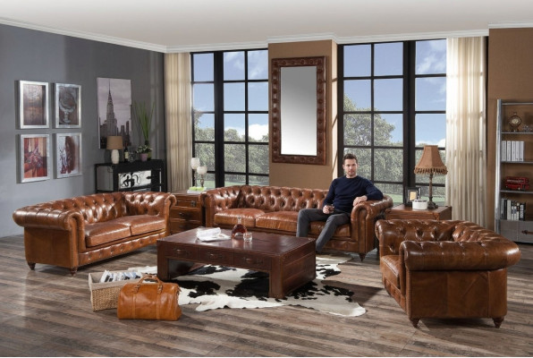 Sofagarnitur 3tlg. Garnitur Set Ledersofa Couch Wohnlandschaft Garnitur Sofa Neu