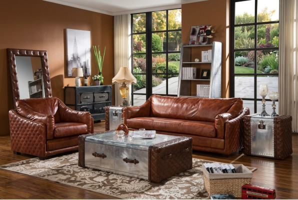 Chesterfield Sofa 3 Sitz Chesterfield Braun Vintage Leder Möbel Stil Dreisitzer