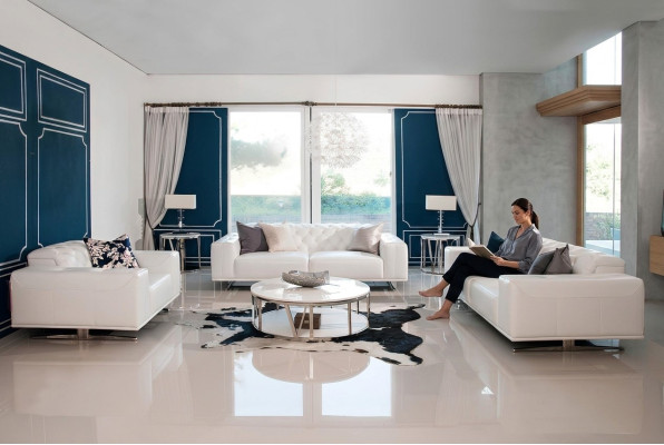 Chesterfield Sofagarnitur Sofa Couch Polster Set Leder 3+2+1 Sitzer Ledersofa