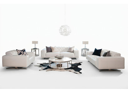 Chesterfield Sofagarnitur Sofa Couch Polster Set Leder 3+2+1 Sitzer Ledersofa