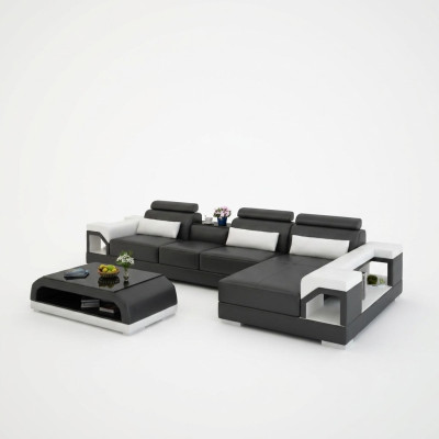 Couch Ecksofa Leder Wohnlandschaft Garnitur Design Modern Sofa L-Form mit USB