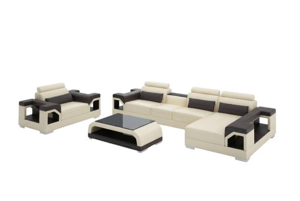 Wohnlandschaft Ecksofa L Form Sessel Set Garnitur Modern Sofa Leder Sitz Ecke