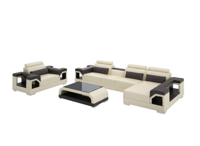 Wohnlandschaft Ecksofa L Form Sessel Set Garnitur Modern Sofa Leder Sitz Ecke