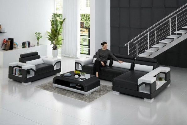 Wohnlandschaft Ecksofa L Form Sessel Set Garnitur Modern Sofa Leder Couch Neu