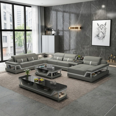 Wohnlandschaft U Form Ecksofa Couchtisch Sideboard Design Wohnlandschaft 3tlg