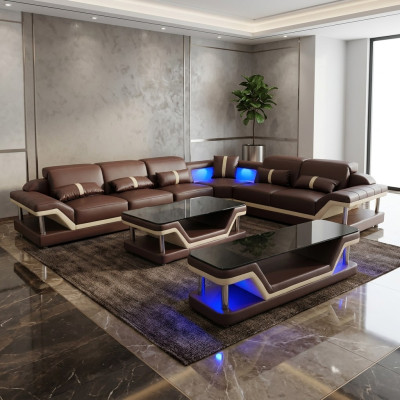 Wohnlandschaft LForm Ecksofa Couchtisch Sideboard Design Wohnlandschaft USB 3tlg