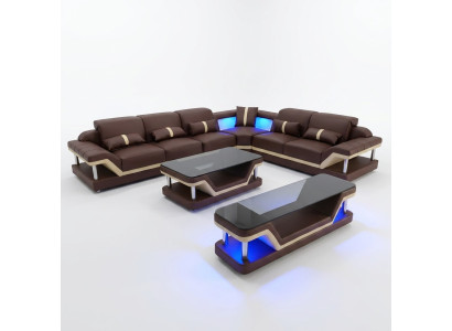 Wohnlandschaft LForm Ecksofa Couchtisch Sideboard Design Wohnlandschaft USB 3tlg
