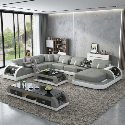 Wohnlandschaft U Form Ecksofa Couchtisch Sideboard Design Wohnlandschaft 3tlg.