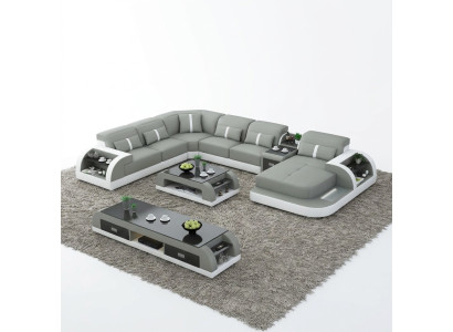 Wohnlandschaft U Form Ecksofa Couchtisch Sideboard Design Wohnlandschaft 3tlg.