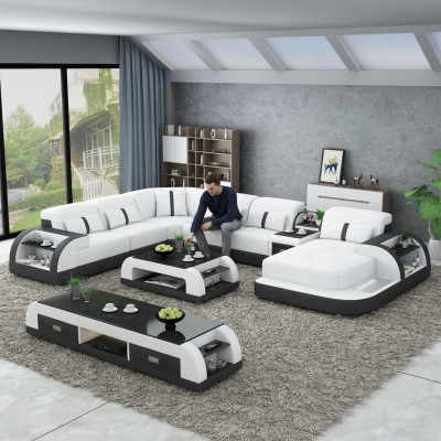 Ledersofa Design Eckgarnitur Ecksofa Luxus Wohnlandschaft led sofa couch Polster