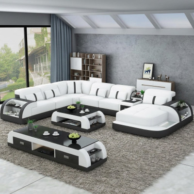 Ledersofa Design Eckgarnitur Ecksofa Luxus Wohnlandschaft led sofa couch Polster